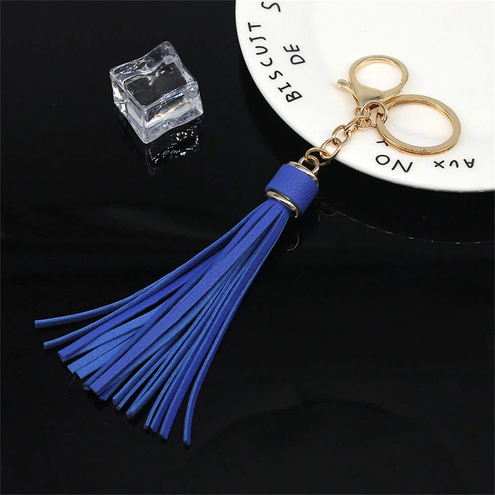 Fashion Simple Leather Tassel Keychain Women Bag Ornaments Key Ring Car Key Chain Valentines Day Gift Key Holder Fringe Jewelry