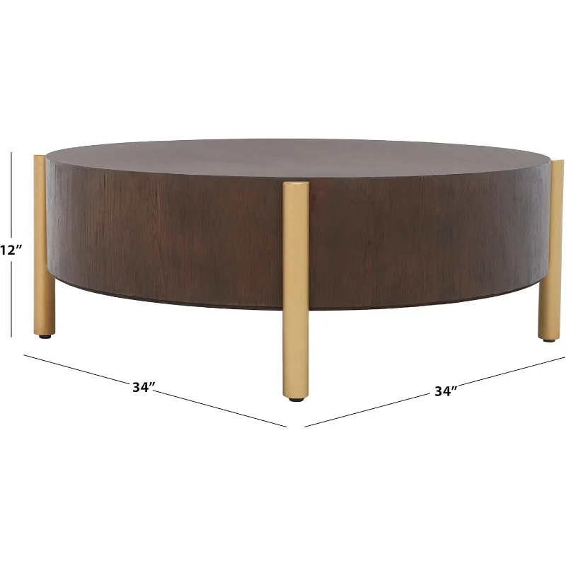 Home Collection COF6605 Table, Dark Oak/Gold