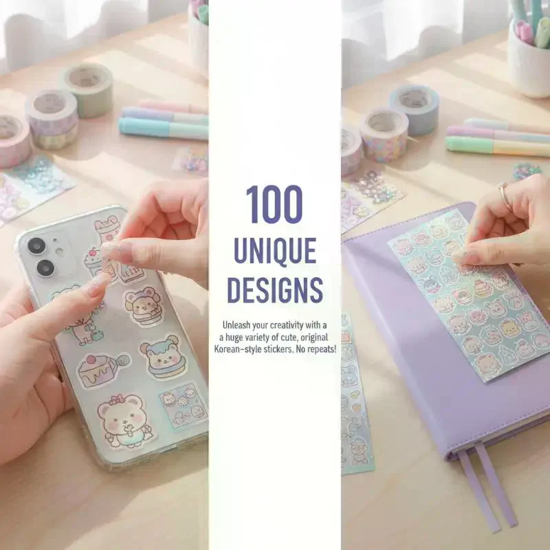 100pcs Cute Stickers for Notebook Mini Craft Stickers for Kids School Souvenir DIY Scrapbook Journal Art Decoration Set