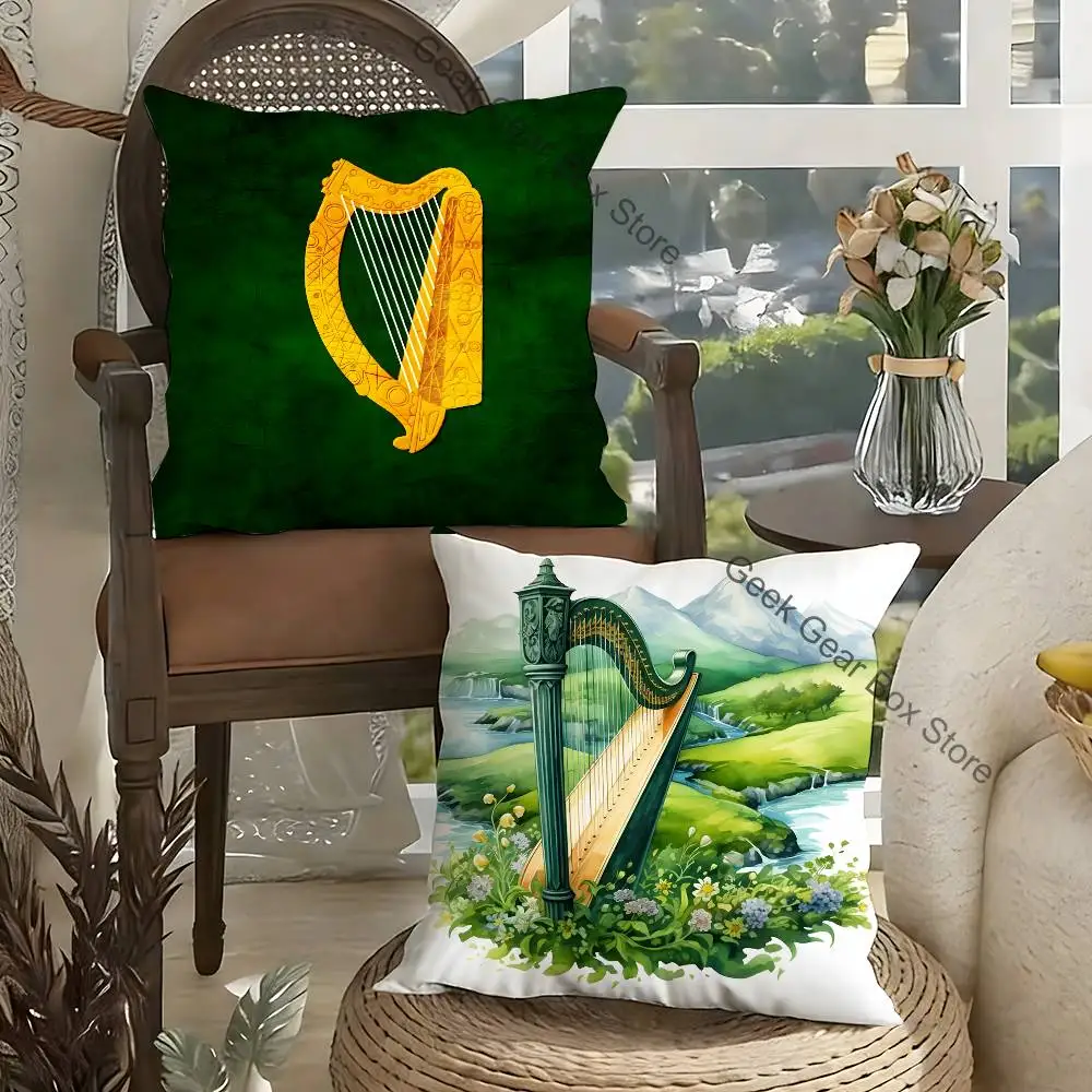 

Ireland Flag Irish Harp Erin Go Pillow Case cute cartoon anime Bedroom Sofa Decorative Cushion Cover Soft Cushion Cover