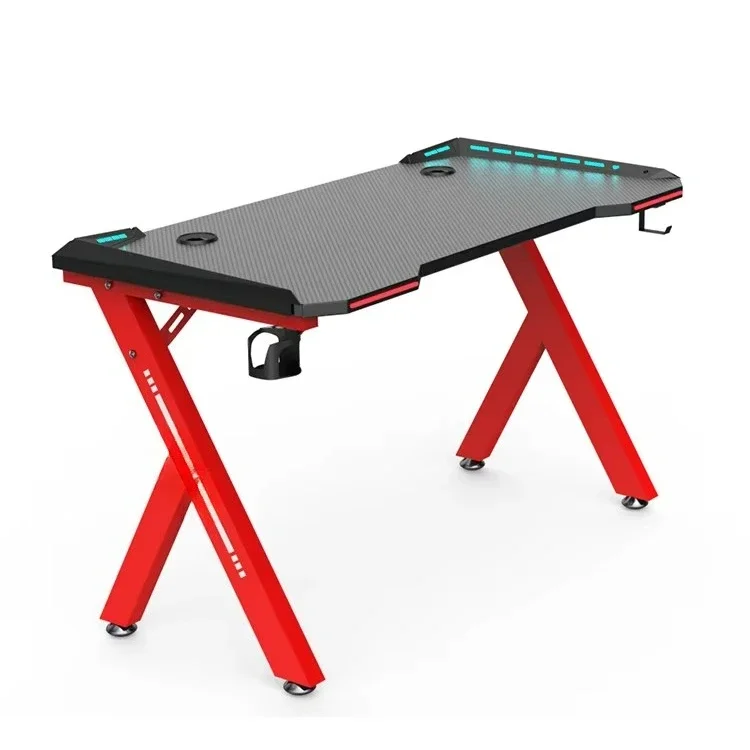 Stylish adjustable laptop holder home office led light rgb computer desk game table
