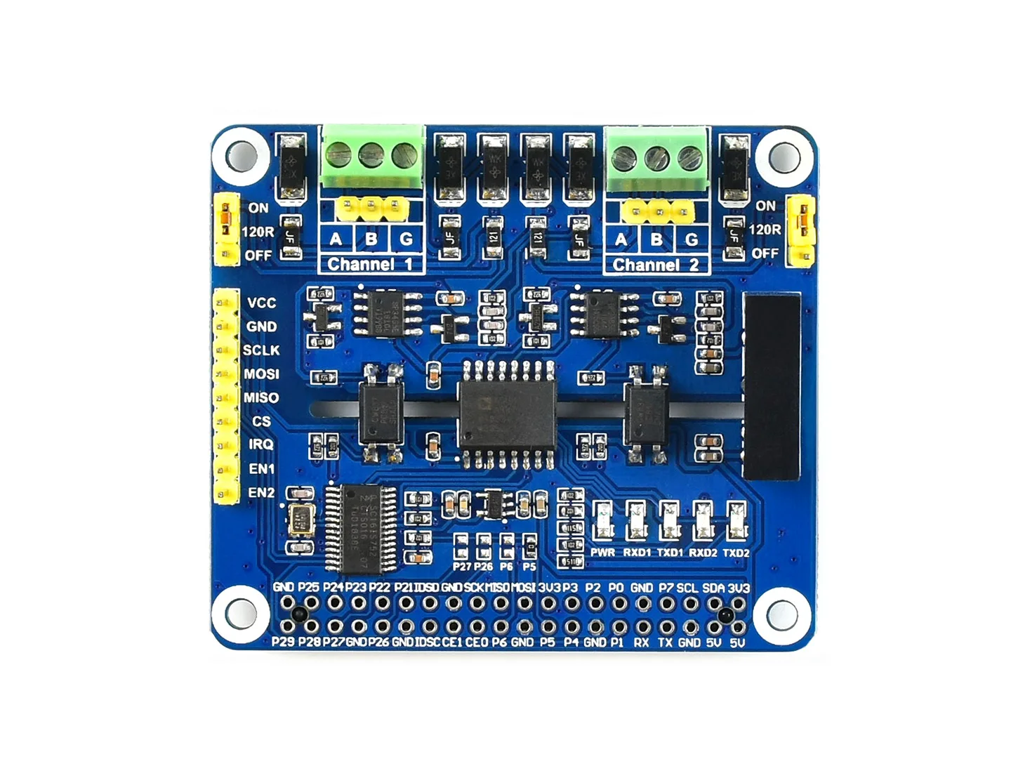 Waveshare 2-Channel Isolated RS485 Expansion HAT SC16IS752+SP3485 Solution for Raspberry Pi