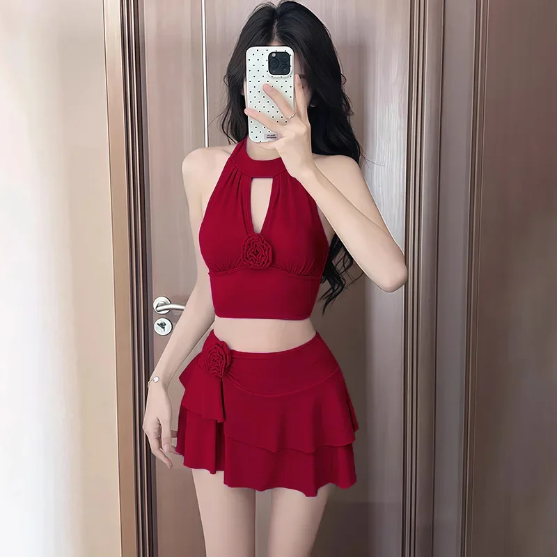 ネックラインビキニトップボトム水着女性用スタイル2025新作ホットセール高級感バックレス小胸セクシービーチバケーションビキニ