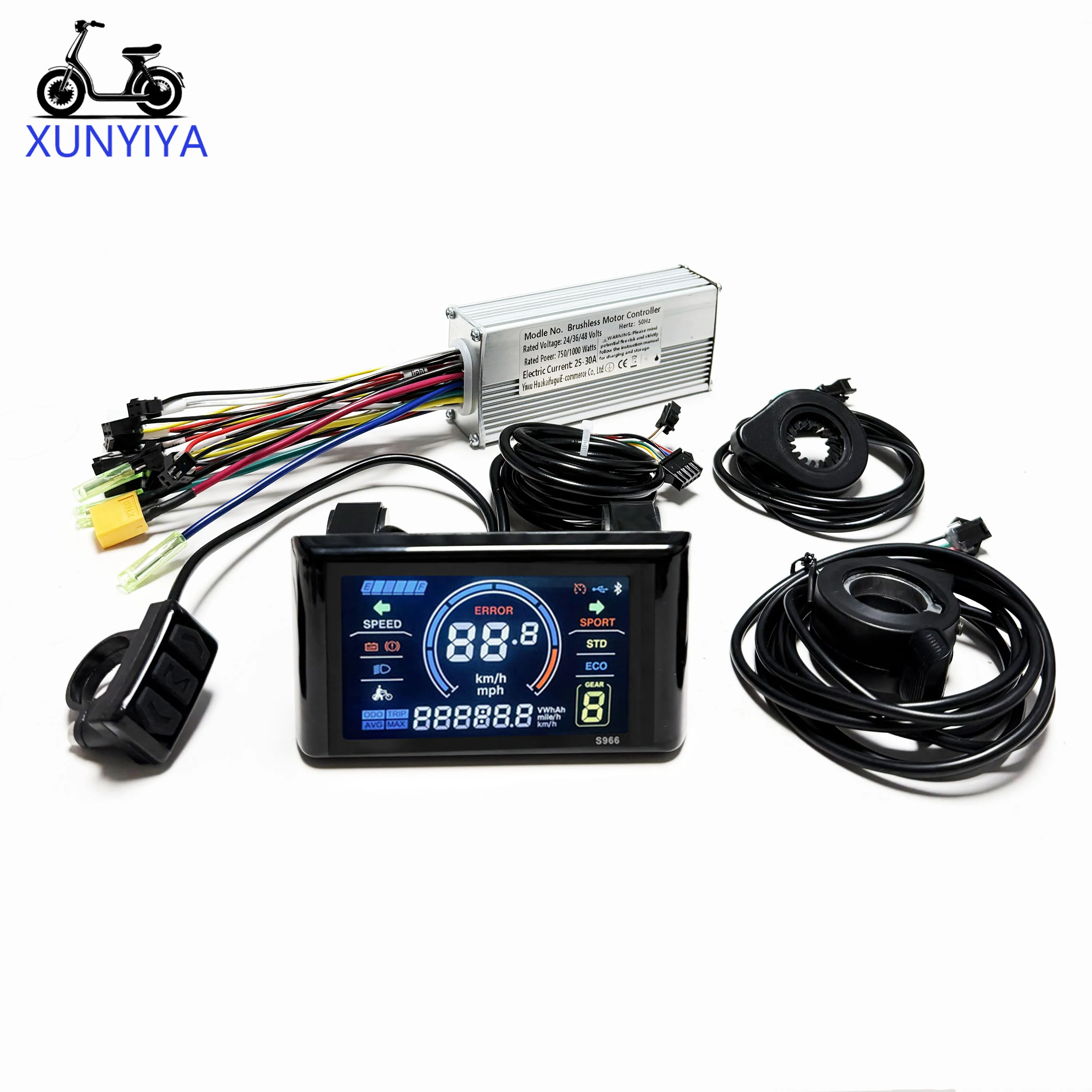 25A-30A Bürstenloser Sinuswellen-Dreimodus-Controller 750W-1000W mit PAS-Gashebel S966 Farb-LCD-Set 24V/36V/48V für E-Bike/Scooter – Detail 4