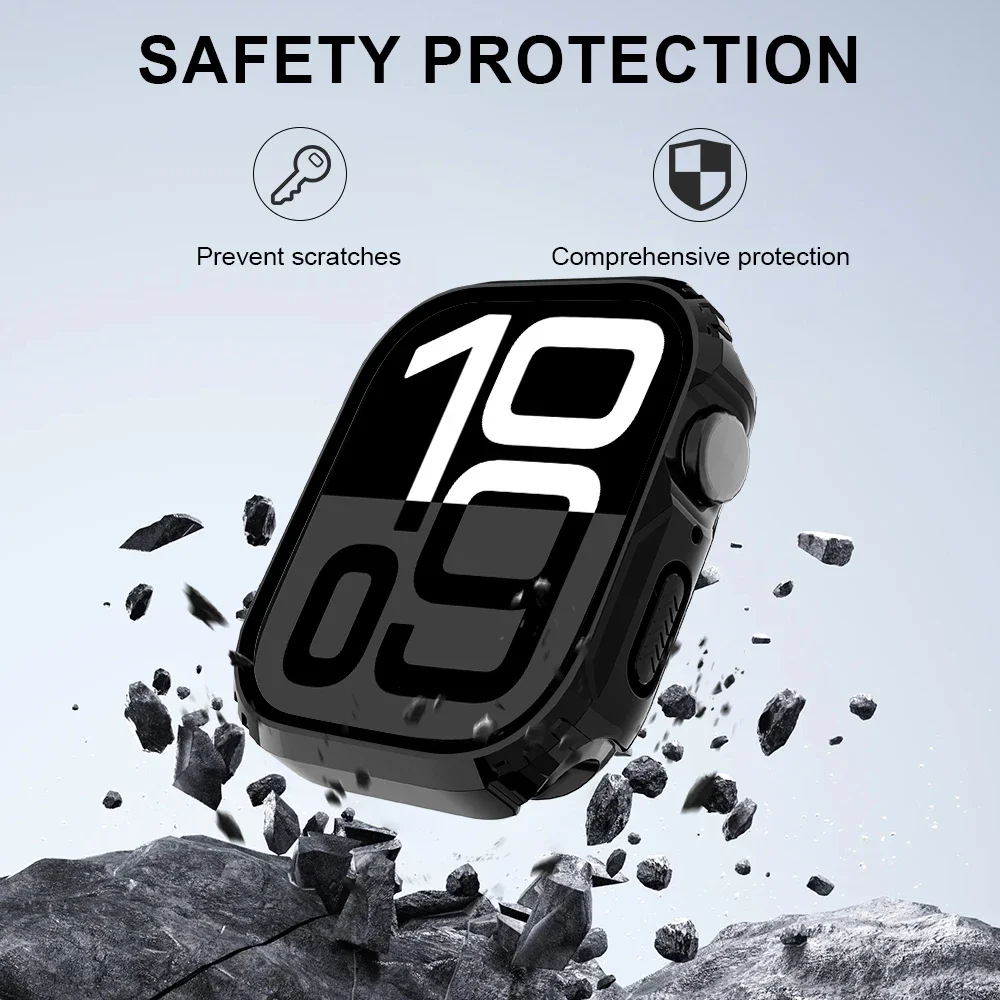 Vidrio templado + cubierta para Apple Watch 45mm 41mm 44mm 40mm Protector de pantalla funda protectora dura de PC para iWatch 9 8 7 6 5 4 SE