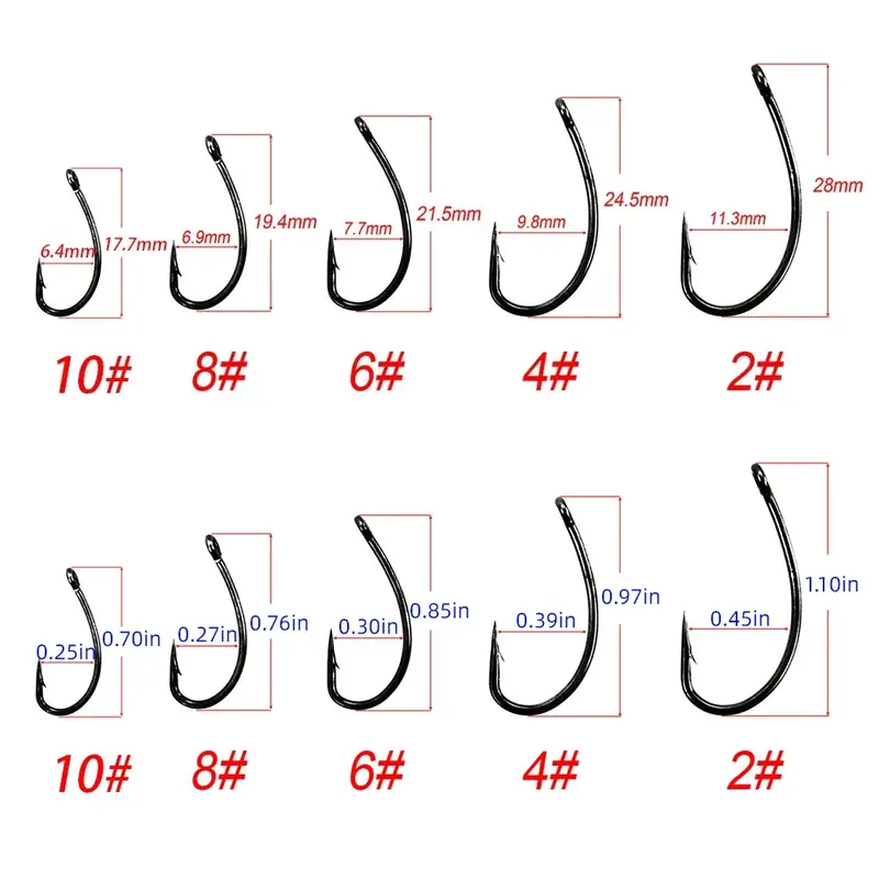 Hirisi 50pcs Carp Fishing Barbed Hooks High Carbon Steel in Original Box 8003 - Image 3