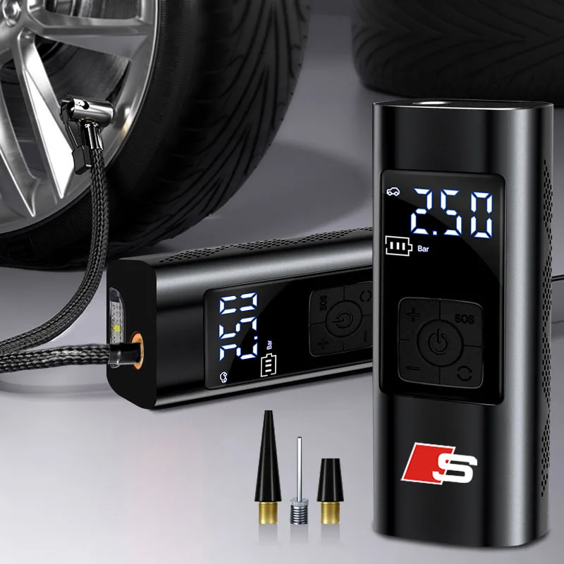 Portable Car Inflation Pump Charging Air Pump Tire Inflator For Audi Sline S1 S2 TT S3 Q7 S5 S6 S7 S8 Q3 Q5 S4 Q8 R8 Q2 Car Tool