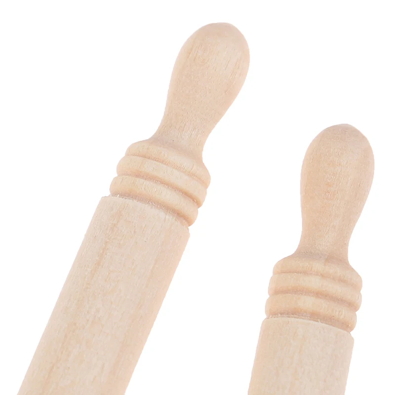 6pcs/set 1:12 Dollhouse Miniatures Wood Rolling Pin Model Kitchen Accessories