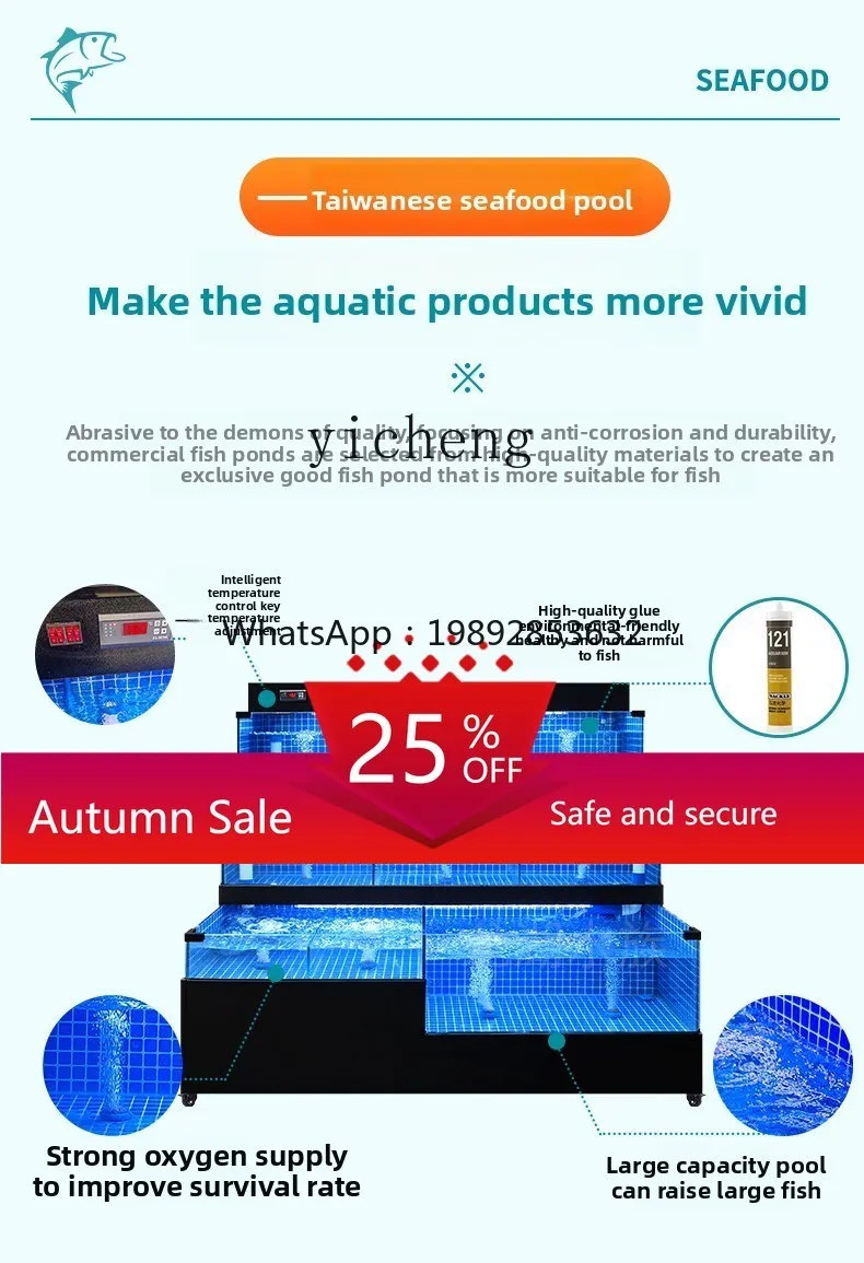 

Hotel Seafood Fish Tank Special Mobile Seafood Pool Commercial Integrated Fresh Supermarket Seafood Tank