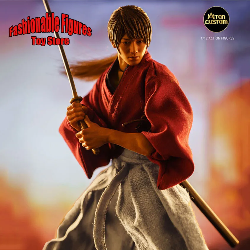 Atoncustom 1/12 Scale Collectible Figure HIMURA KENSHIN Japanese Samurai Swordsman Wanderers Model 6Inch Action Figure Dolls