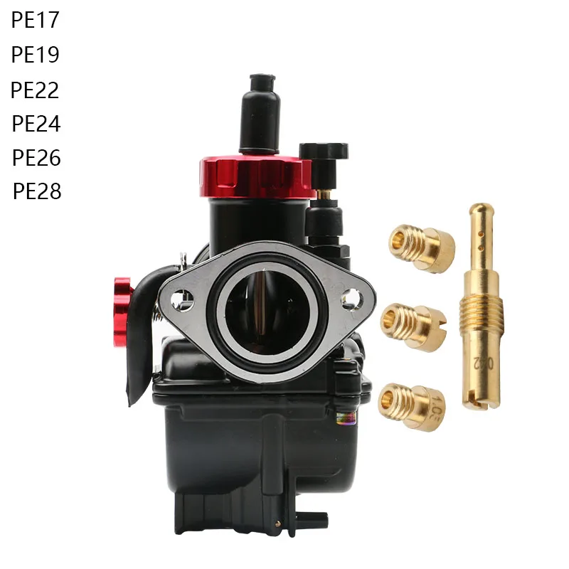 Alconstar PE 17/19/22/24/26/28mm para carburadores de motor 2T 4T con chorros principales para carburador de brida de motocicleta de carreras