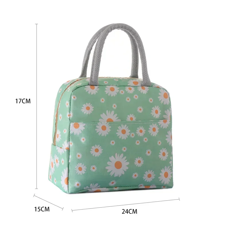 Fiambrera portátil con estampado de margaritas para mujer, bolsa de hielo multifuncional con aislamiento térmico para almacenamiento en frío al aire libre, fiambrera para mujer