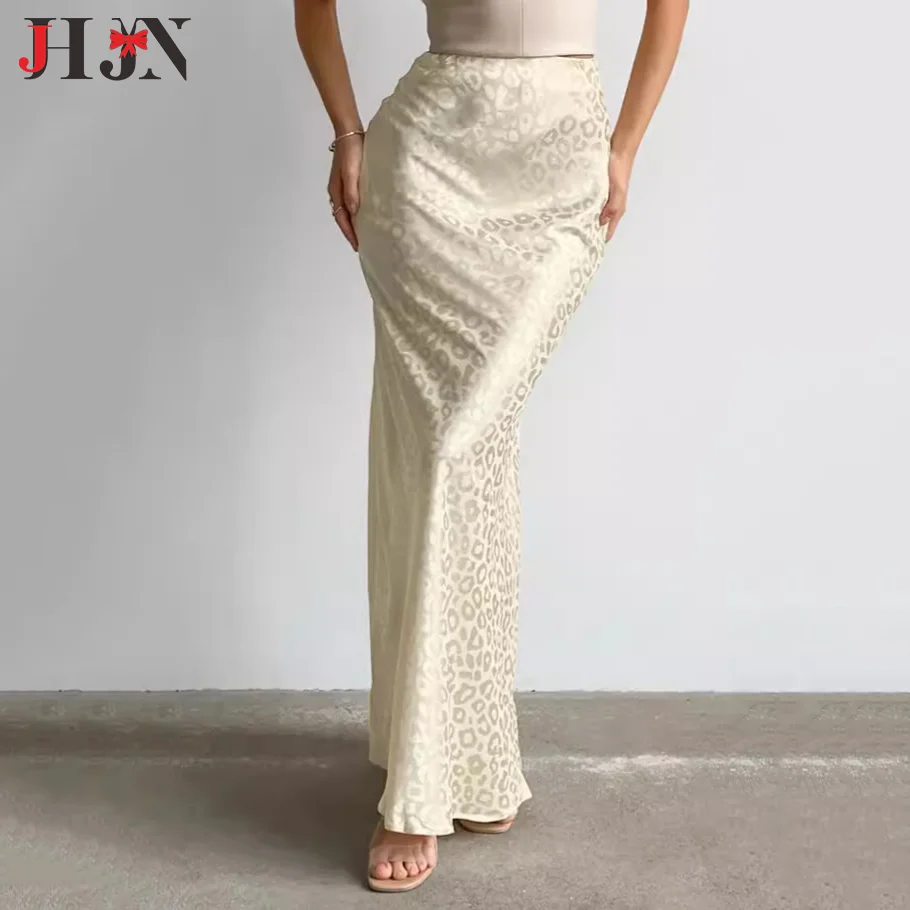 Fashion Jacquard Fishtail Skirt For Women Temperament Cultivate Oneself Advanced Feeling Satin Fabric Long Skirts Luxury Brand