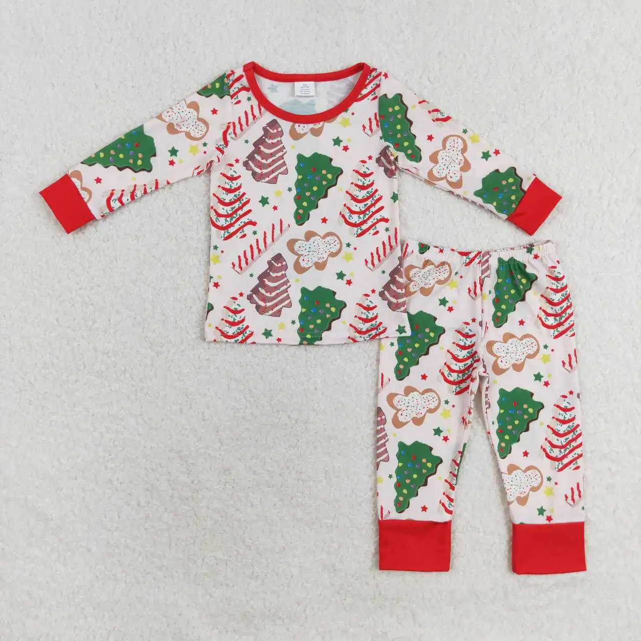 Match Bamboo Baby Boys Christmas Tree Cookie Gingerbread Man Long Sleeve Long Pants Pajama Set Wholesale Boutique Children RTS