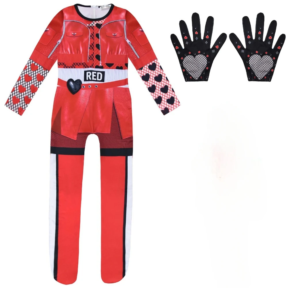 

Movie Nachkommen 4 Cosplay Costume Kids Red Bodysuit Gloves Full Set Children 1989 Role Play Jumpsuit Halloween Carnival Party