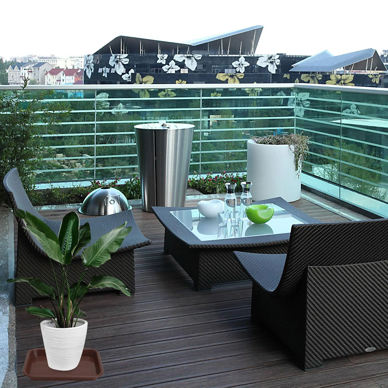 

10Pcs Premium Plastic Oblong Flowerpot Tray Water Resistant Base for Indoor Outdoor Planting No Soil Stain Damage