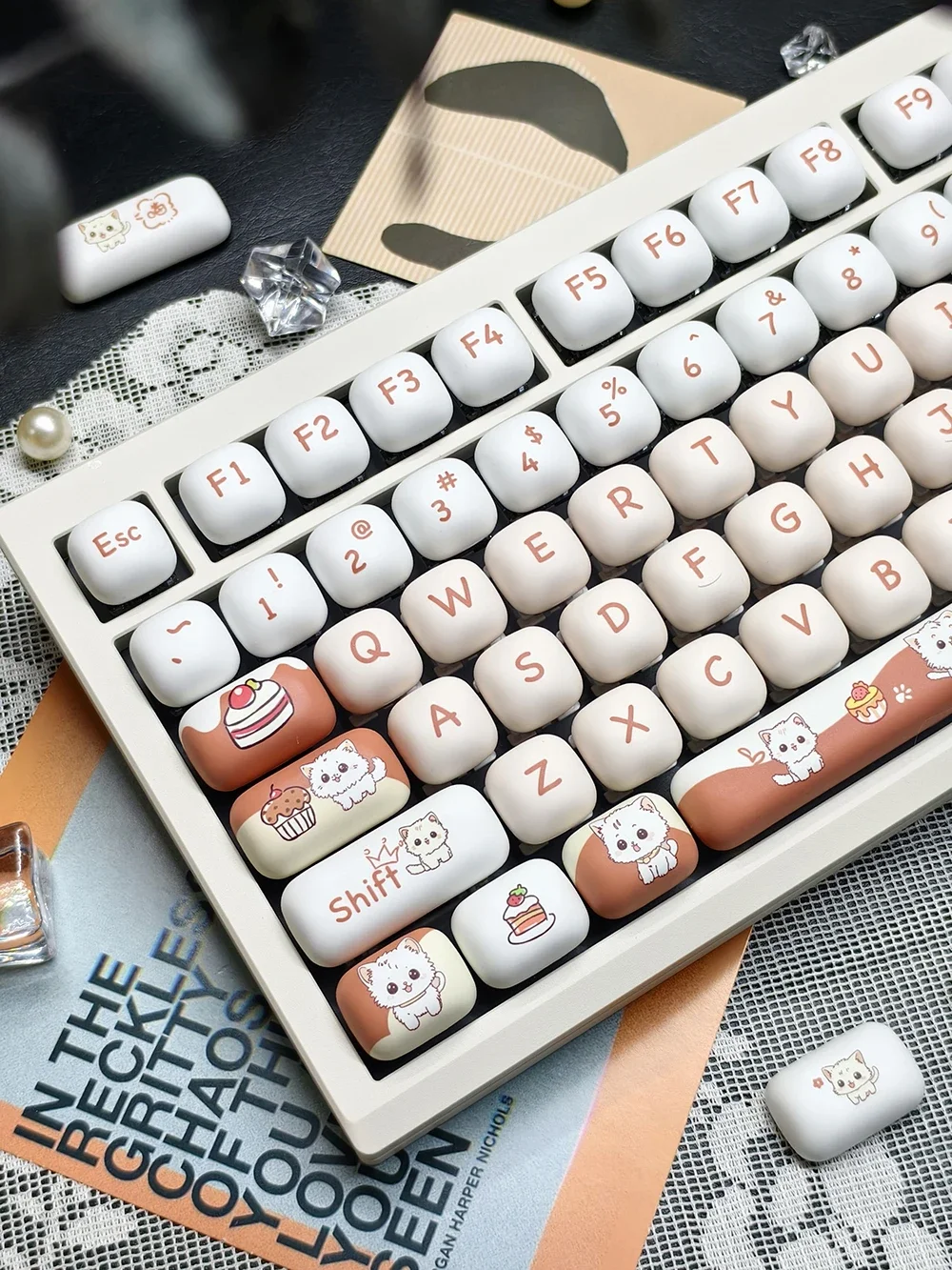 

140keys MOG Profile Theme Keycap Thermal Sublimation PBT Round Cute Mantou Keycaps for Mechanical Gamin Keyboard Girl Gift