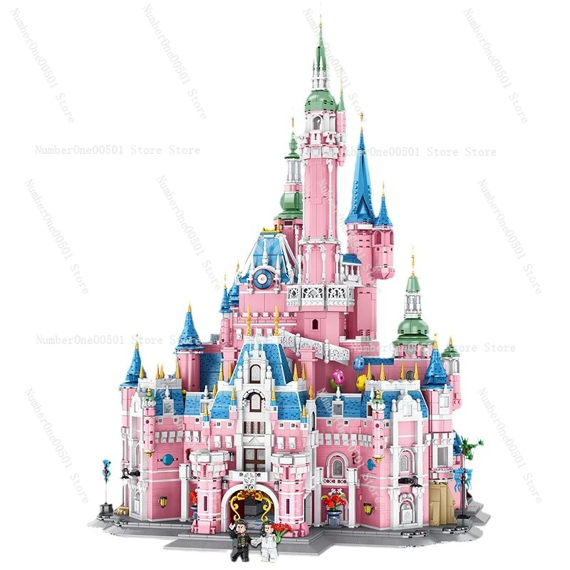 613003 Large pink dream castle high difficulty adult girl assembled building block toy model