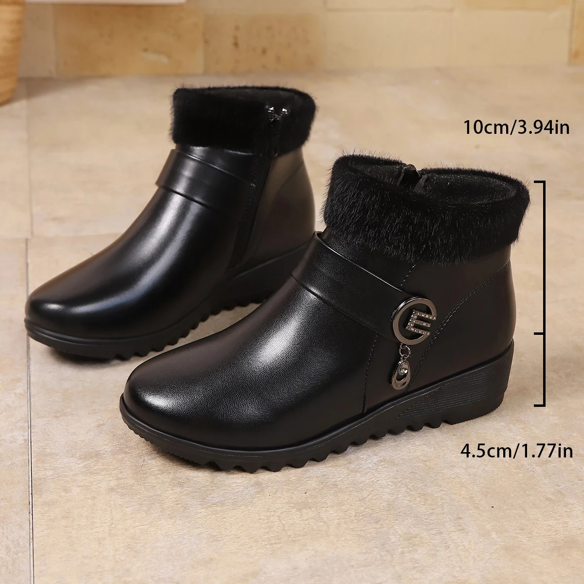 New Winter Warm And Non-Freezing Fleece Short Boots For Middle-Aged And Elderly People With Soft Soles And Anti-Slip Properties
