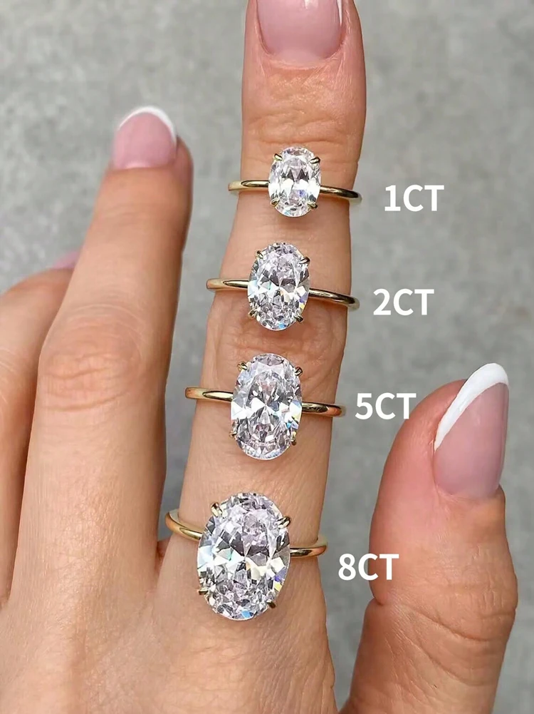 

DWJ Gorgeous Shiny 1-8CT Zircon Oval Stone Ring For Women Engagement Wedding 925 Sterling Silve Luxury High Quality Fine Jewelry