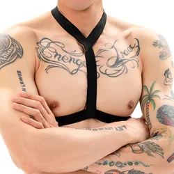 CLEVER-MENMODE Chaud Hommes artificiel astique SFP Ceinture Initiée Poitrine Muscle Bondage Punk Costume Bretelles Halter Cou Lingerie hombre