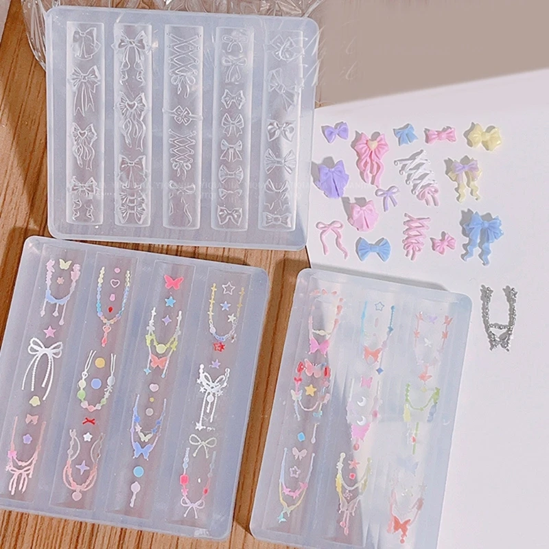 

652F Silicone 3D Embellishment Molds Bowknot Theme Small Accessories Crafting Molds Present for Beauty Enthusiasts