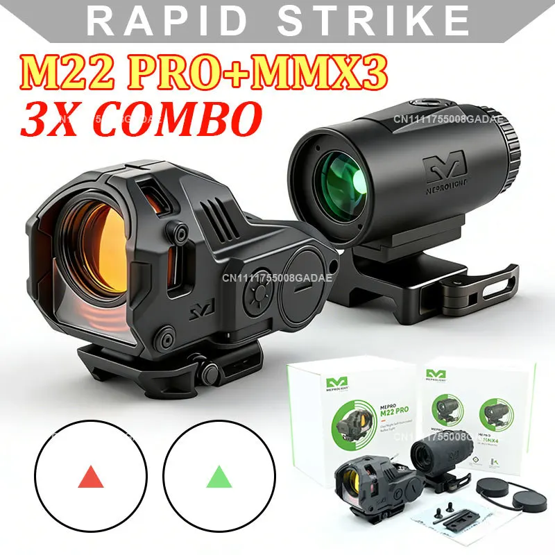 

Прицел коллиматорный M22 Pro с подсветкой и увеличительный модуль MMX3 3X для прицела с оптическим модулем и световым модулем для 20-мм планки Picatinny