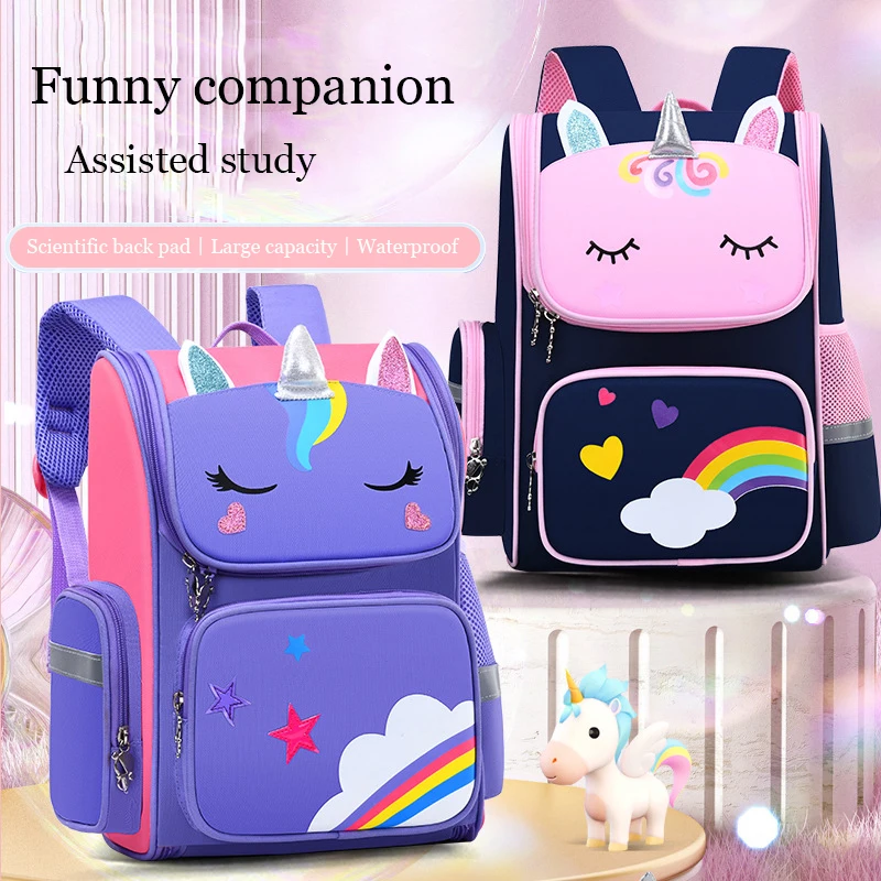 Neue große Schult asche niedlichen Schüler Schule Rucksack Cartoon Einhorn Bagpack Grundschule Bücher taschen für Teenager-Mädchen Kinder