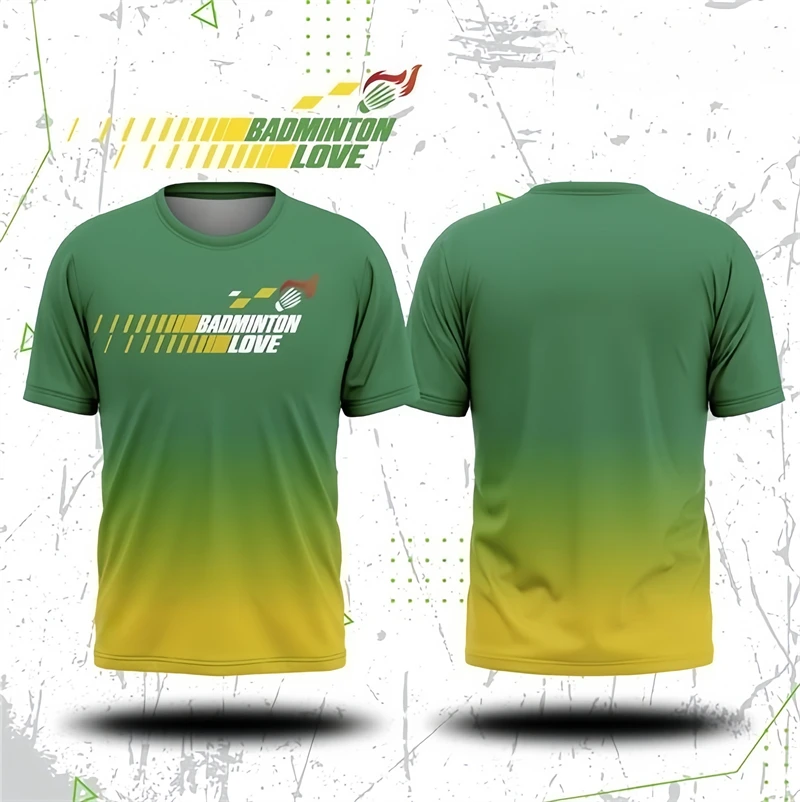 Simple Gradient Badminton T Shirts For Men Summer Fashion Sports Wear 3D Printed T-shirts Casual Oversized Quick Dry Tees Tops