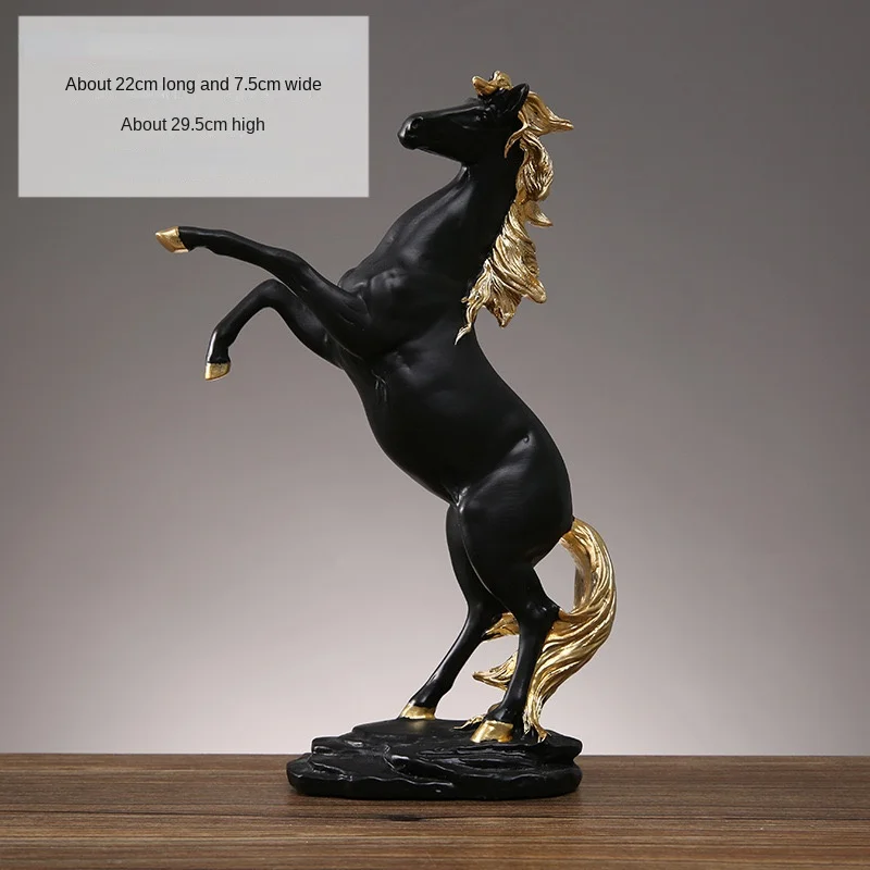 Creative Gold Silver Black Horse Resin Sculpture, Horse Model Home Decor Animal Decoration Living Room Office Craft Decoration