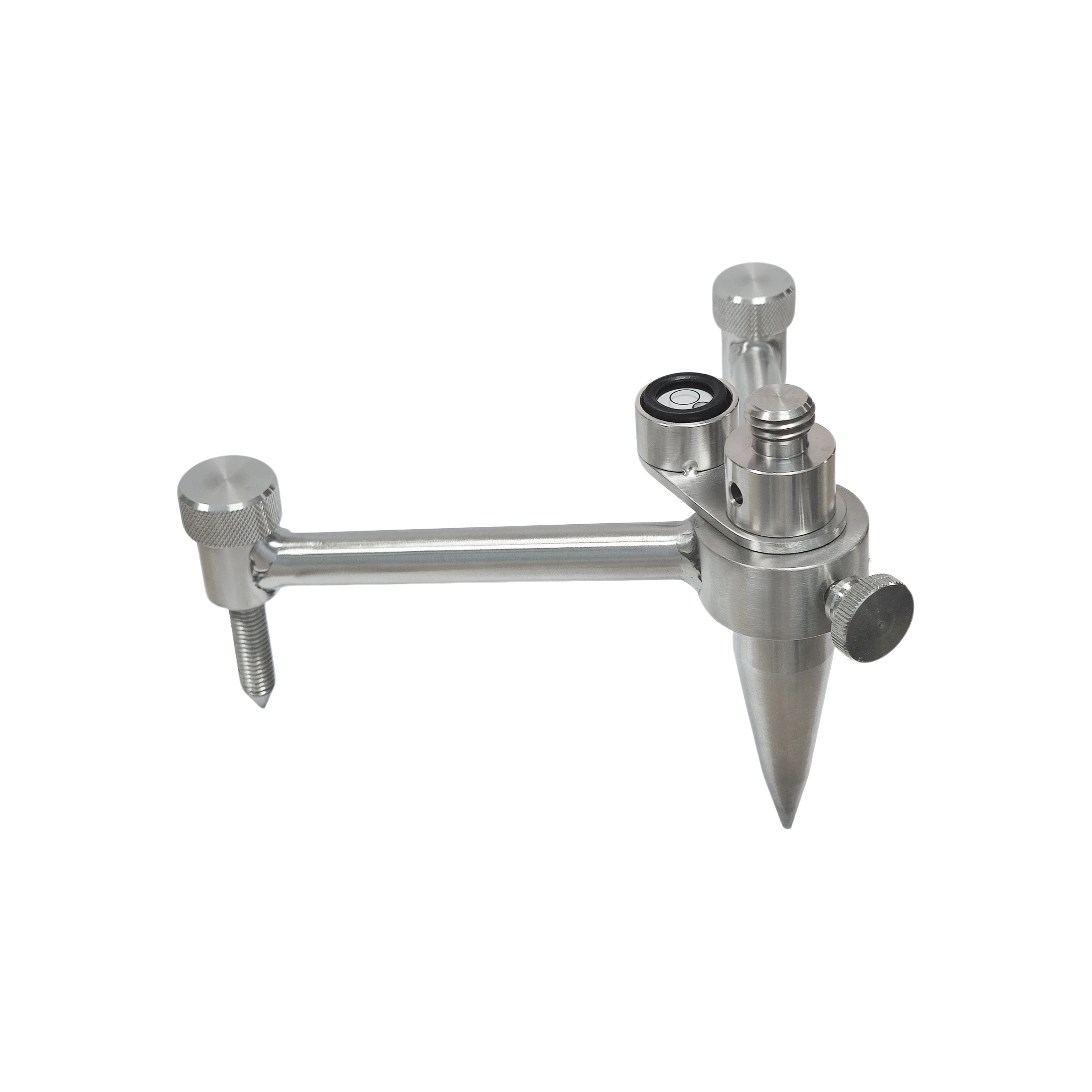 11cm Stainless Steel Mini Survey Tripod for Leica for Topcon Surveying Prism Pole with 5/8-11 Thread Adapter & Bubble Level