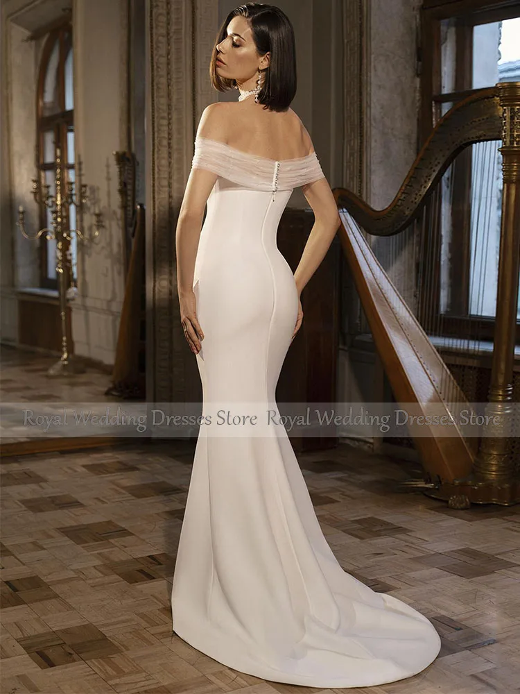 Simple Mermaid Wedding Dress with Wraps Sweetheart Ivory Satin Wedding Gown for Bride Trumpet Backless Elegant Bridal Dresses
