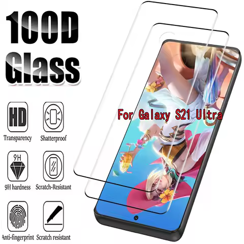 2/4Pcs For Samsung Galaxy S21 Ultra 5G 9H Curved Four Sides Glue Screen Protector
