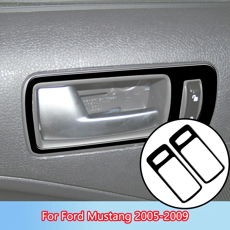 

Door Handle Brand New ABS Gloss Black Stickers For Ford Mustang 2005 2006 2007 2008 2009 Car Interior Accessories