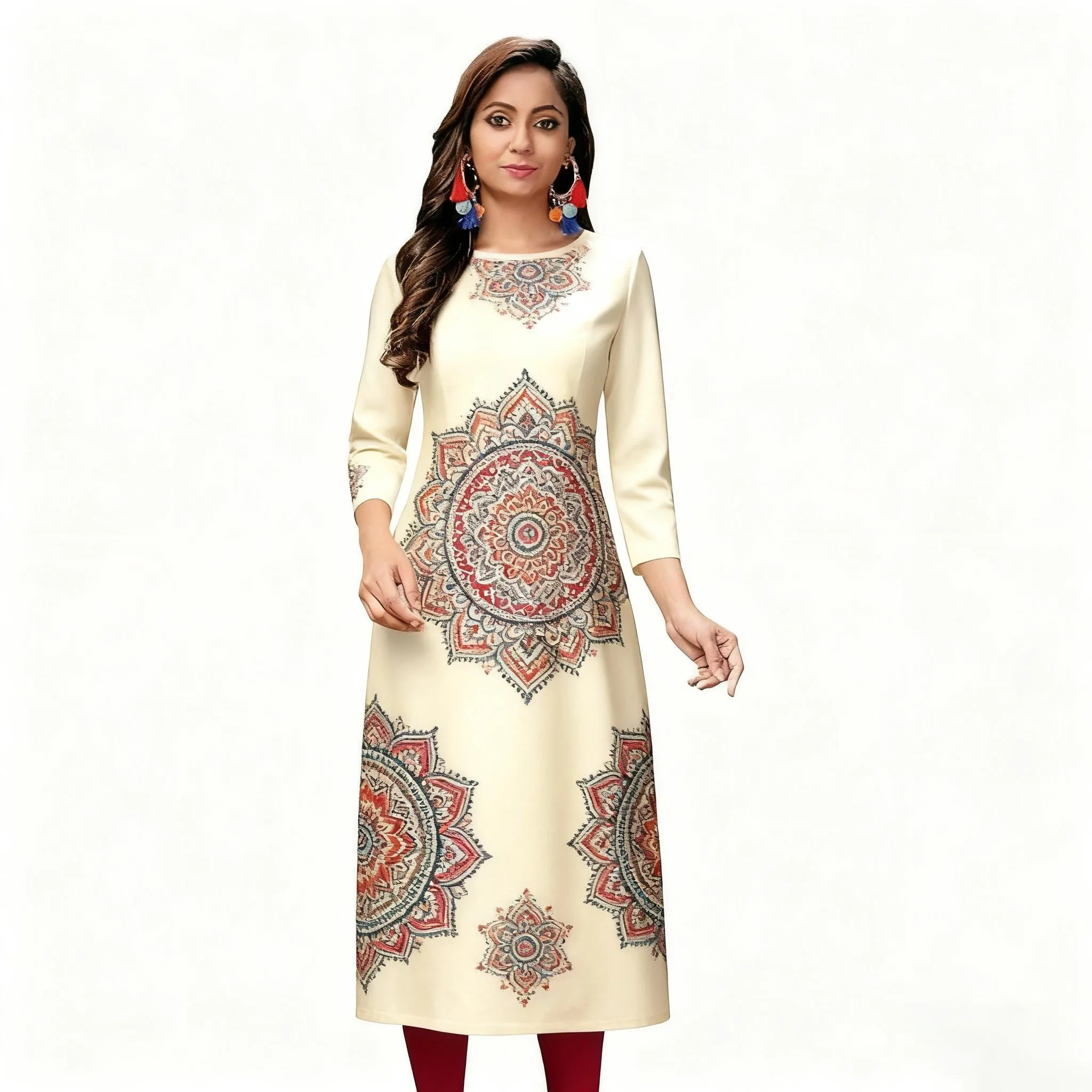 فستان مسلم كورت نسائي عصري وأنيق على الطراز الوطني أنبوب مستقيم غير رسمي بحاشية RSlit نمط زهور تنورة نوبل 2026 #5