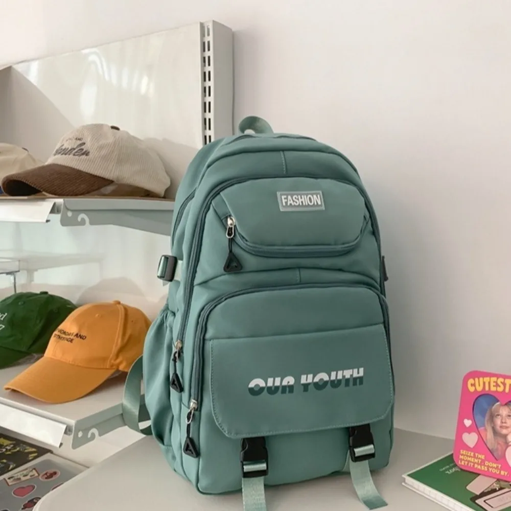 Solid Color Students School Bags Spinal Protection Multi-layer Children Rucksack Waterproof Large Capacity Women's Backpack