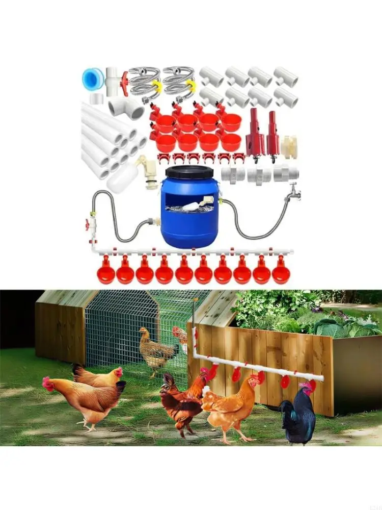 Complete birdlike Drinking Equipment Including drifting Mechanism And 8 Poultry Water Holders 