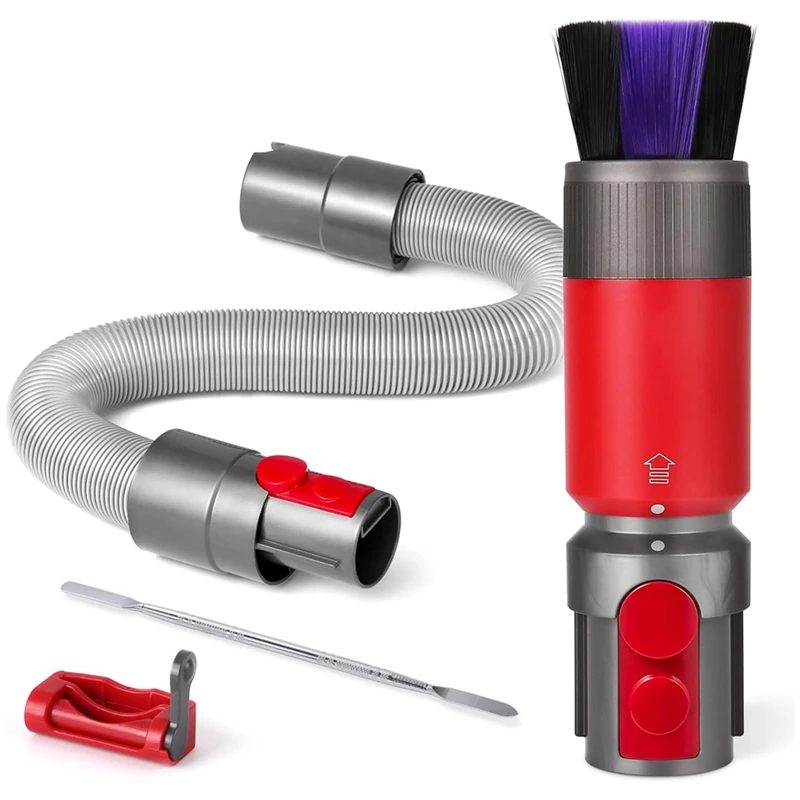 แปรงปัดฝุ่น + ท่อต่อแบบยืดหยุ่นสำหรับ Dyson V7 V8 V10 V11เครื่องดูดฝุ่น V15ทำความสะอาดตัวเองชิ้นส่วนขนแปรงอ่อนนุ่ม