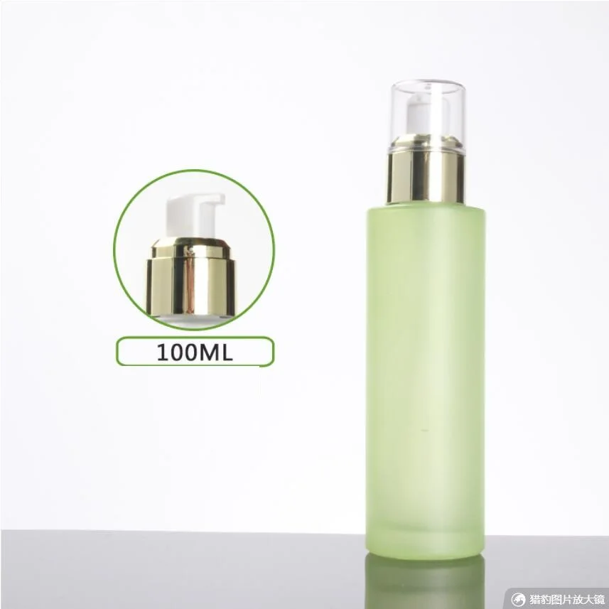 100 ml mat/groen/blauw glazen fles goud pomp serum/lotion/emulsie/foundation vocht toner huidverzorging cosmetische verpakking