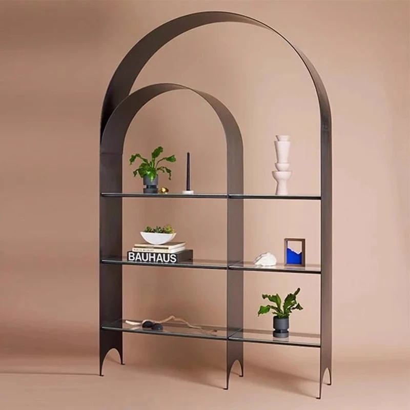 

Minimalist shelf, beauty salon, floor-to-ceiling storage against the wall, decorative bookshelf, wrought iron home display rack,