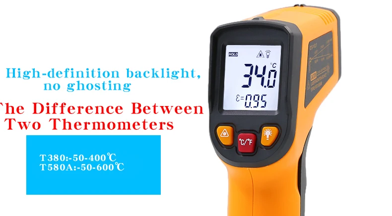 NJTY Infrarot-Thermometer, industrielle hochpräzise Temperaturpistole, elektronisches Wasser-Öl-Temperaturmessgerät, Küche, Backen – Detail 3