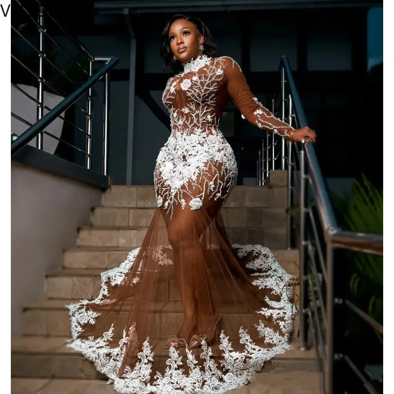 2026 Black Mermaid Evening Dress Plus Size Chiffon Ball Gown High Neck Party Dress Ball Gown Vestdos De Fiesta Customized