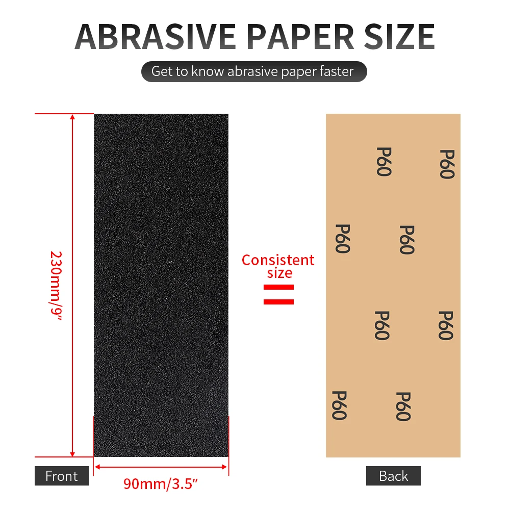 Onnfang 8pcs/packs Water Dry Sandpaper 9x3.6inches Grit Waterproof Sandpaper Metal Wood Polishing Sanding Paper Abrasive Tools