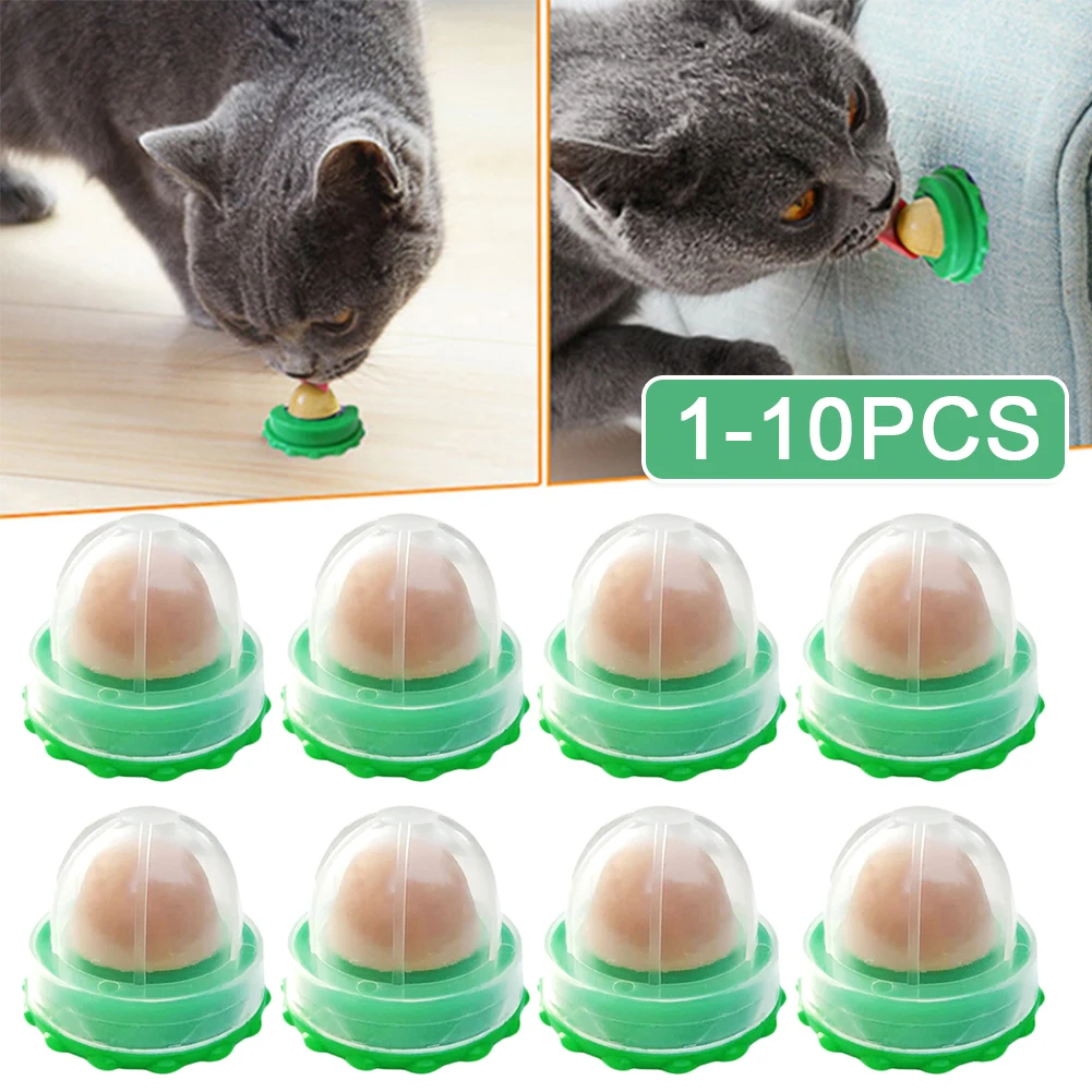 10-1PCS Nutrition Cat Catnip Ball Dust Cover Round Safe Catnip Snack Cat Lollipop Cat Mint On The Wall Cat Energy Ball Candy