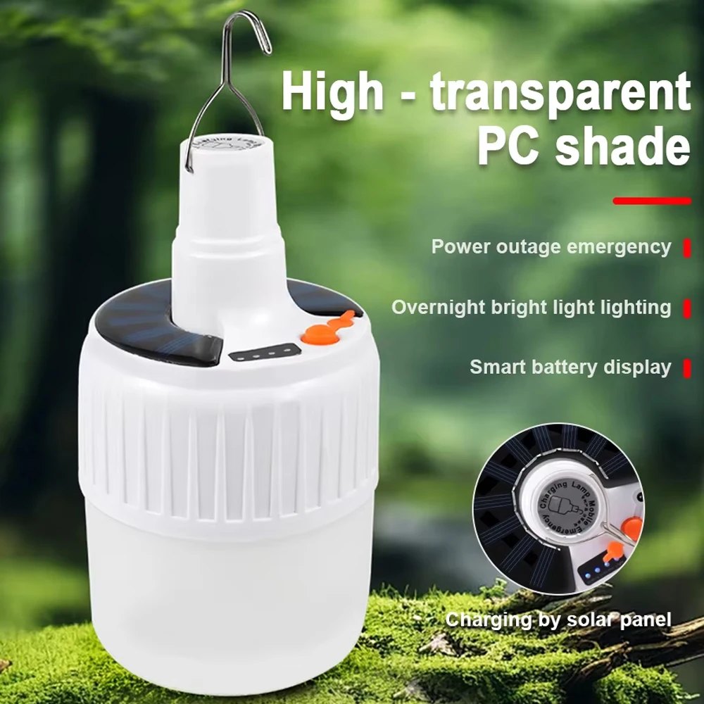 

Светодиодный солнечный свет, уличный портативный фонарь, перезаряжаемый через USB, солнечная лампа для кемпинга с крючком, светильник для палатки, водонепроницаемый энергосберегающий светильник