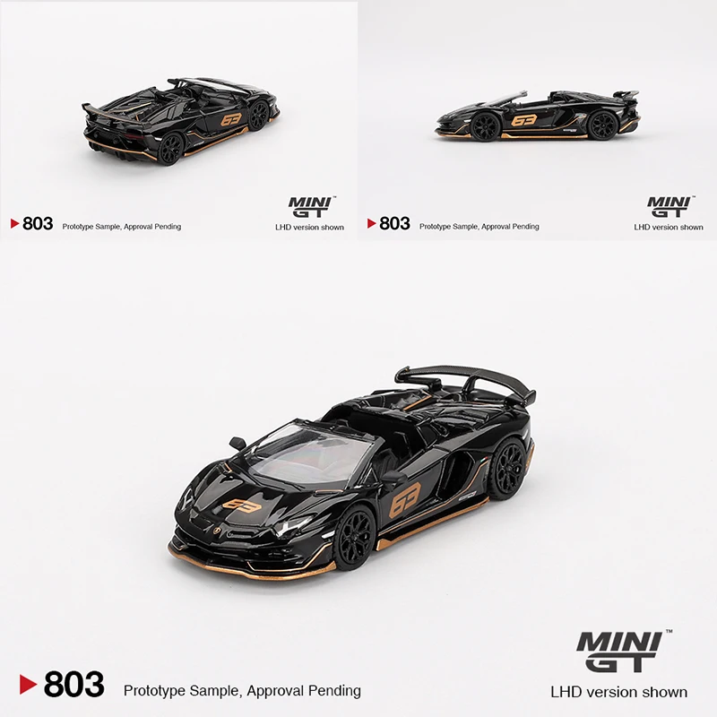 MINIGT 1/64 Lamborghini Aventador SVJ 63 Roadster Nero Aldebaran MGT00803-CH Cars Alloy Diecast Model Kids Xmas Gift Toys Boys