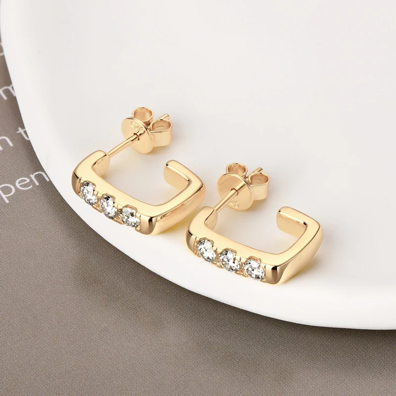 IOGOU الأطواق 3 مللي متر 0.1ct D مويسانيتي وأقراط 925 فضة 2025 الأصلي مصمم القرط تتجه مجوهرات للمرأة