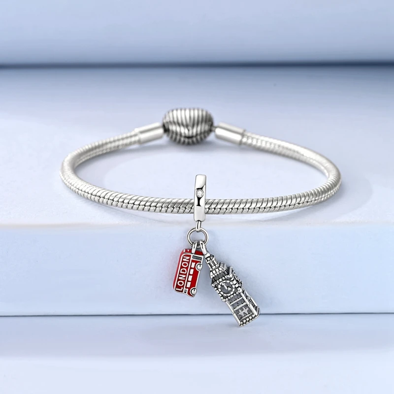 925 Sterling Silber Big Ben Charms Perle CZ Zirkon Anhänger Passend für Original Armband DIY Schmuck Geschenk – Detail 2