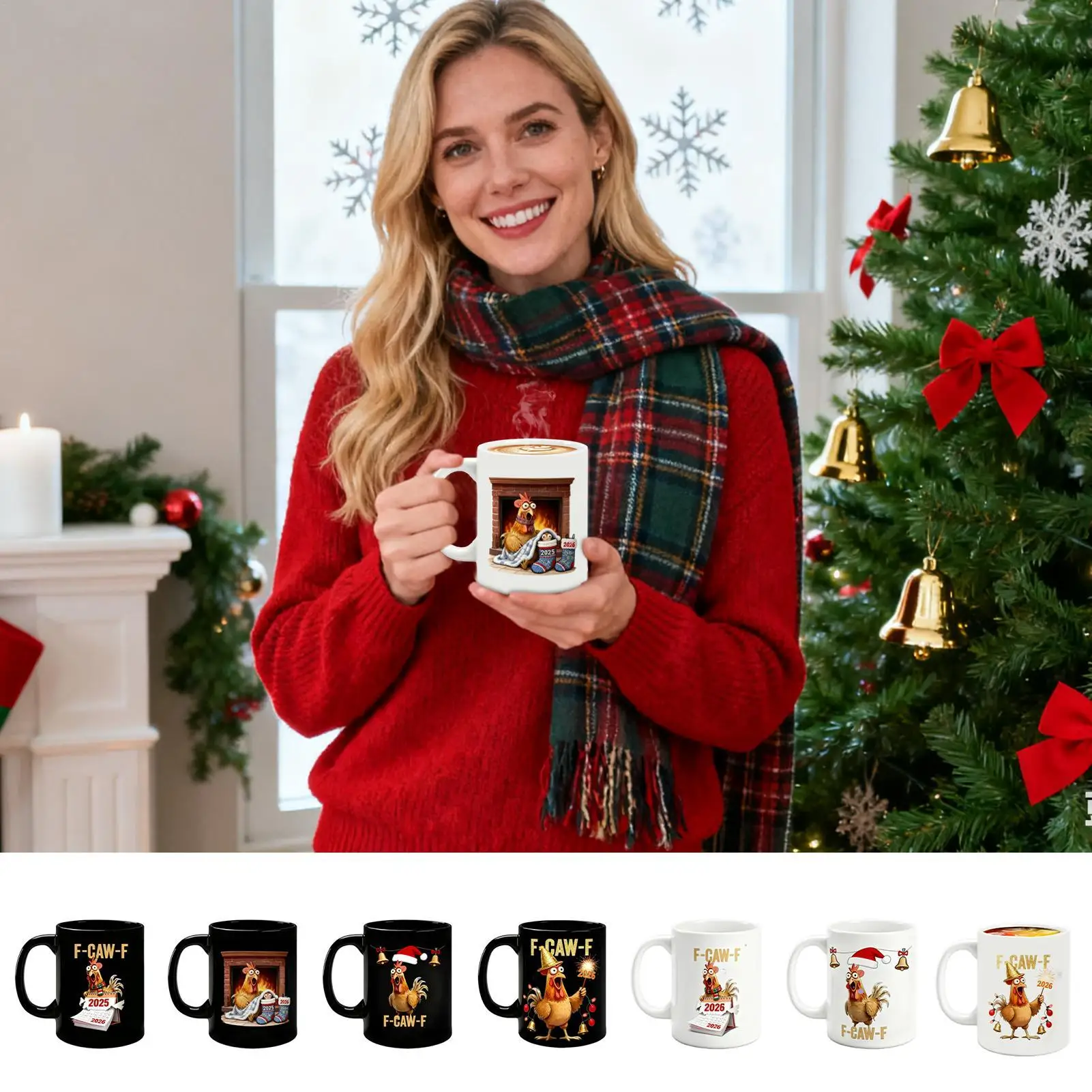 Chicken Coffee Mug Cartoon Animal Wine Milk Cup Ceramic Christmas Coffee Cup For Men Youth Child Friend Mom Lady Kitchen Holiday