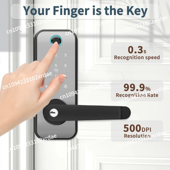 Fechadura de porta inteligente elétrica com chaves de segurança de conectividade wi-fi de impressão digital para porta compatível com tipo de código de aplicativo